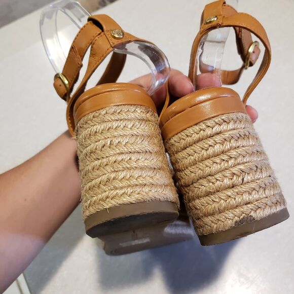 Vince Camuto Open Toe Wedge Sandals Pelani Cork Leather Platform Size 9M / 40 - Picture 6 of 9